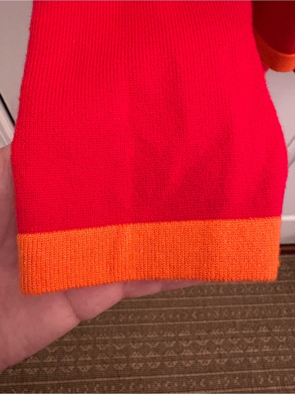 THML, Size L, Red Turtleneck Sweater with Orange Piping - Picture 2 of 5